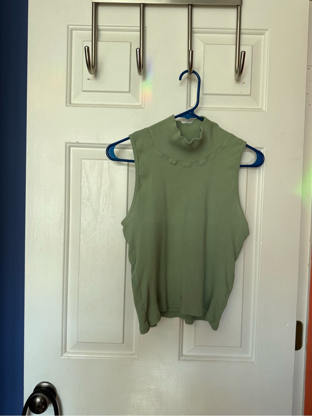 Big Bud Press Ribbed Sleeveless Mock Neck Tank - Sage Green